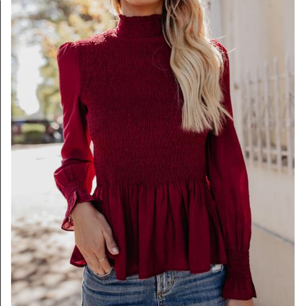 ROCKEFELLER SMOCKED BLOUSE in wine by Vici Dolls